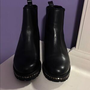 Black Chelsea Ankle Boots with Studded Sole